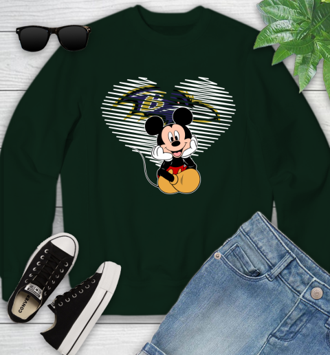 NFL Baltimore Ravens The Heart Mickey Mouse Disney Football T Shirt_000 Youth Sweatshirt 9