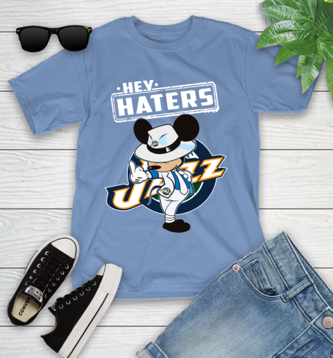 NBA Hey Haters Mickey Basketball Sports Utah Jazz Youth T-Shirt 15