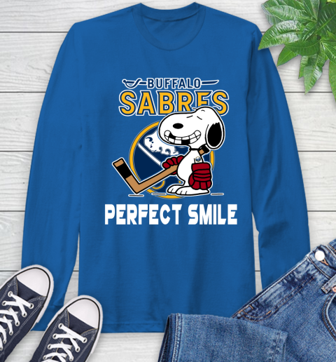 NHL Buffalo Sabres Snoopy Perfect Smile The Peanuts Movie Hockey T Shirt Long Sleeve T-Shirt 10