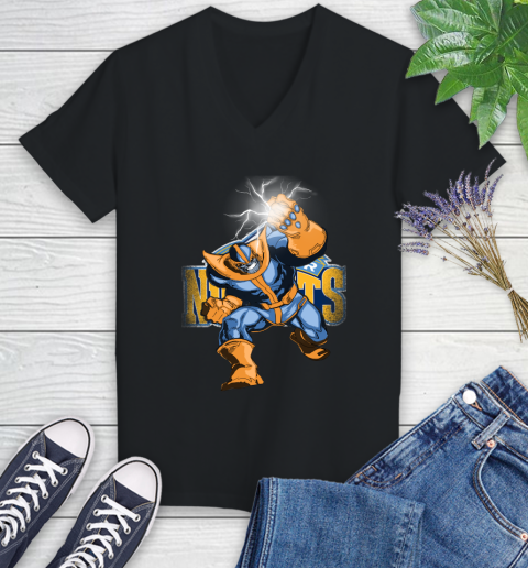 Denver Nuggets NBA Basketball Thanos Avengers Infinity War Marvel Women's V-Neck T-Shirt