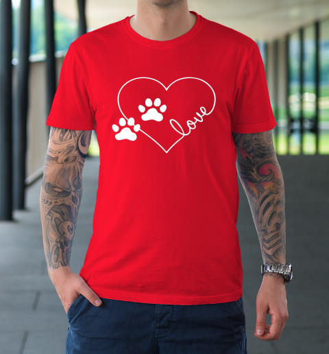 Cute Love Hearts Valentine Day Paw Print Dog Owner Dog Lover T-Shirt 8