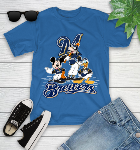 MLB Milwaukee Brewers Mickey Mouse Donald Duck Goofy Baseball T Shirt Youth T-Shirt 12