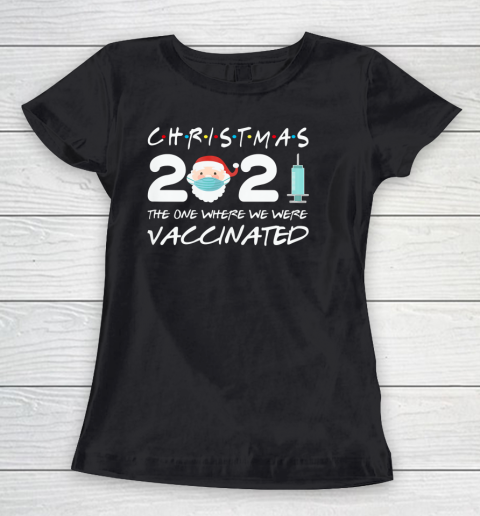 2021 Xmas Vaccinated Santa Face With Mask Social Distancing Women's T-Shirt