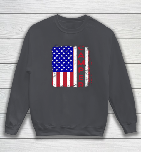 Camper USA Camping Patriotic American Flag Vintage Sweatshirt