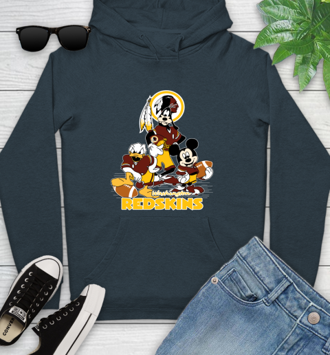 NFL Washington Redskins Mickey Mouse Donald Duck Goofy Football Shirt Youth Hoodie 10