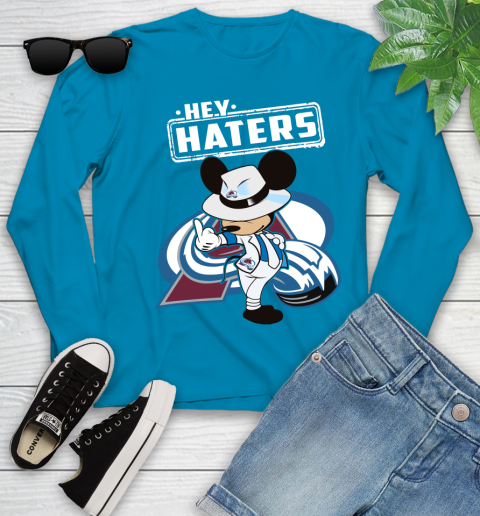 NHL Hey Haters Mickey Hockey Sports Colorado Avalanche Youth Long Sleeve 8