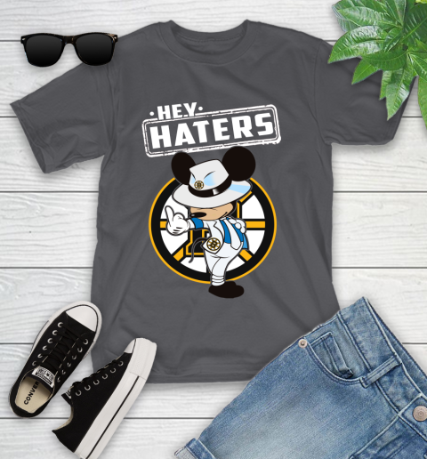 NHL Hey Haters Mickey Hockey Sports Boston Bruins Youth T-Shirt 6