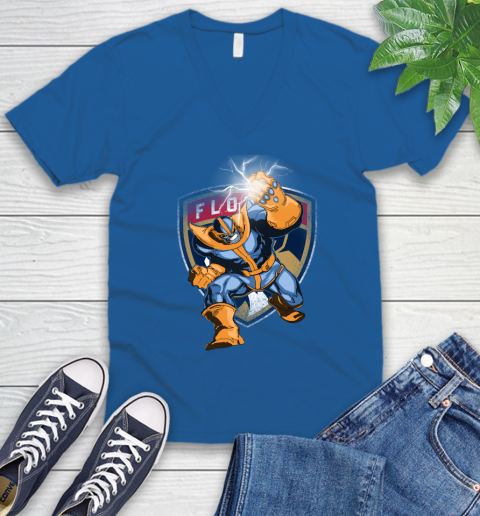 Florida Panthers NHL Hockey Thanos Avengers Infinity War Marvel V-Neck T-Shirt 5