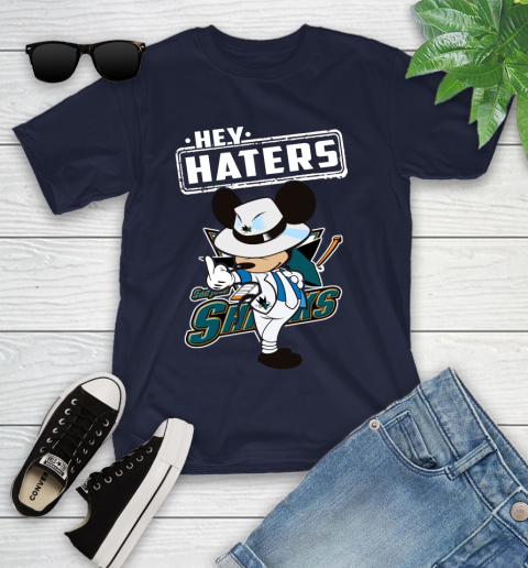 NHL Hey Haters Mickey Hockey Sports San Jose Sharks Youth T-Shirt 2
