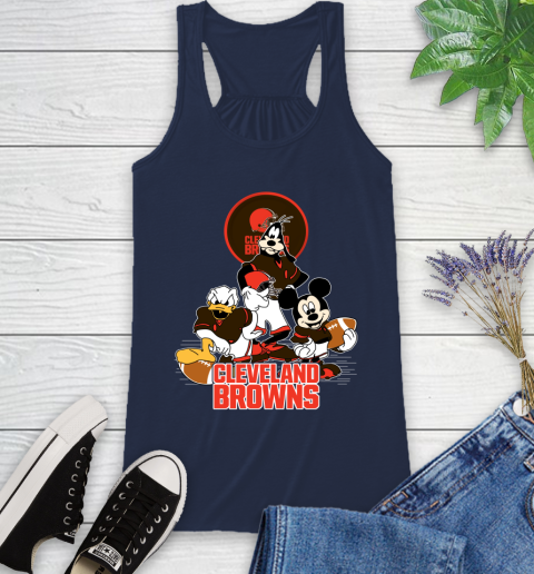 NFL Cleveland Browns Mickey Mouse Donald Duck Goofy Football Shirt Racerback Tank 9