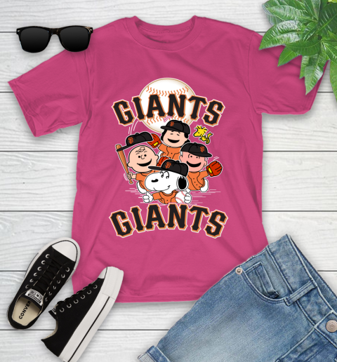 MLB San Francisco Giants Snoopy Charlie Brown Woodstock The Peanuts Movie Baseball T Shirt_000 Youth T-Shirt 11