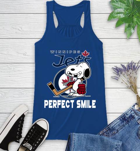 NHL Winnipeg Jets Snoopy Perfect Smile The Peanuts Movie Hockey T Shirt Racerback Tank 8