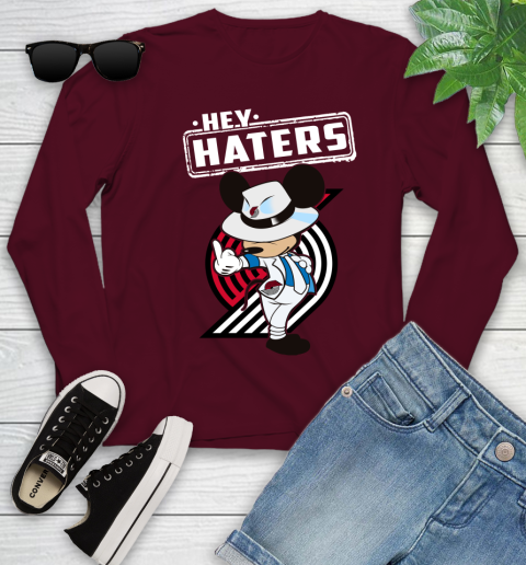 NBA Hey Haters Mickey Basketball Sports Portland Trail Blazers Youth Long Sleeve 6