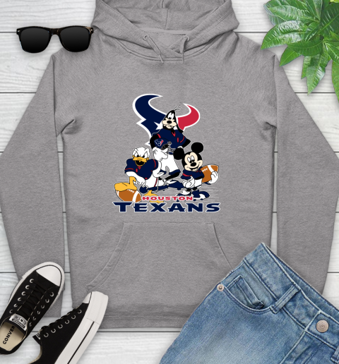 NFL Houston Texans Mickey Mouse Donald Duck Goofy Football Shirt Youth Hoodie 6
