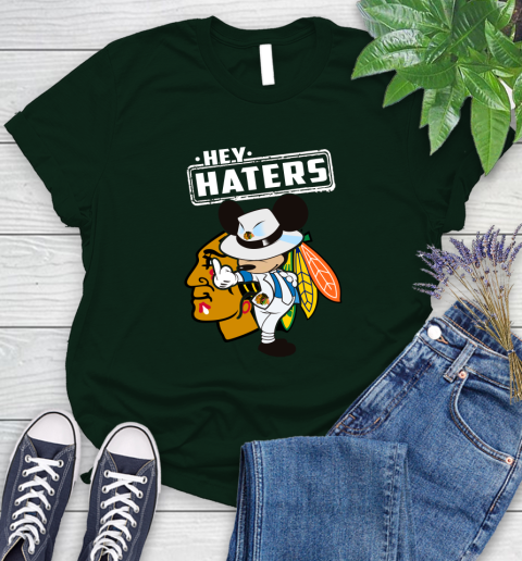 NHL Hey Haters Mickey Hockey Sports Chicago Blackhawks Women's T-Shirt 6