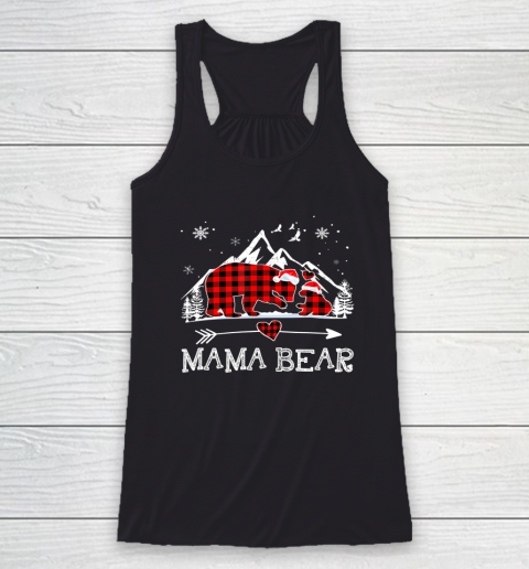 Mama Bear Christmas Pajama Red Plaid Buffalo Family Racerback Tank