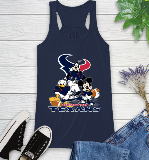 NFL Houston Texans Mickey Mouse Donald Duck Goofy Football Shirt Racerback Tank 9