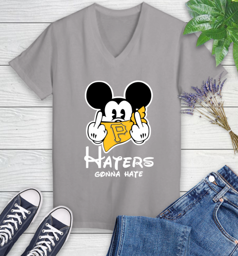 MLB Pittsburgh Pirates Haters Gonna Hate Mickey Mouse Disney Baseball T Shirt_000 Women's V-Neck T-Shirt 4