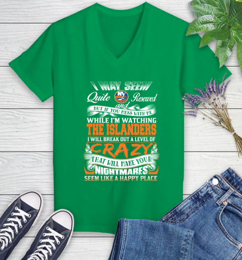 New York Islanders NHL Hockey Don't Mess With Me While I'm Watching My Team Women's V-Neck T-Shirt 5
