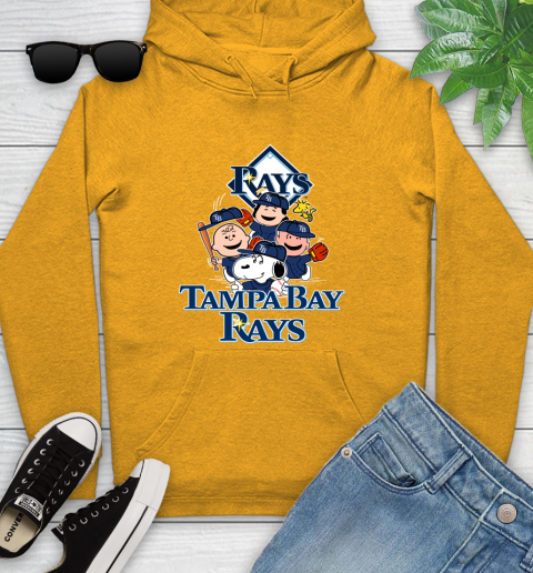 MLB Tampa Bay Rays Snoopy Charlie Brown Woodstock The Peanuts Movie Baseball T Shirt Youth Hoodie 2