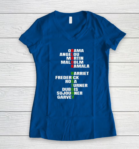 Obama Angelou Inspirational African Black History Month Women's V-Neck T-Shirt 5