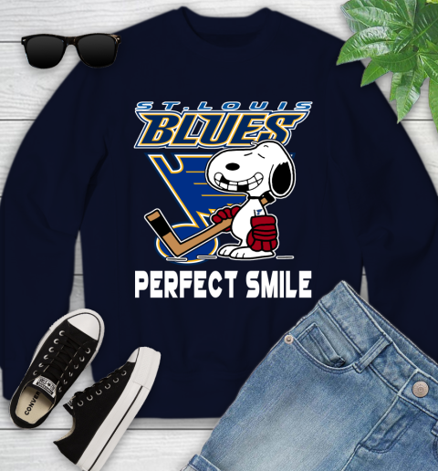 NHL St.Louis Blues Snoopy Perfect Smile The Peanuts Movie Hockey T Shirt Youth Sweatshirt 2