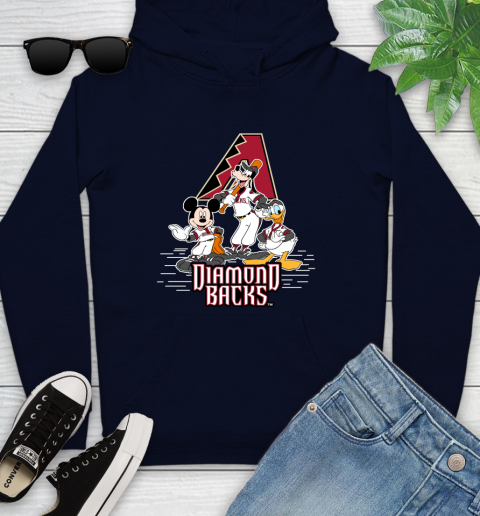 MLB Arizona Diamondbacks Mickey Mouse Donald Duck Goofy Baseball T Shirt Youth Hoodie 3