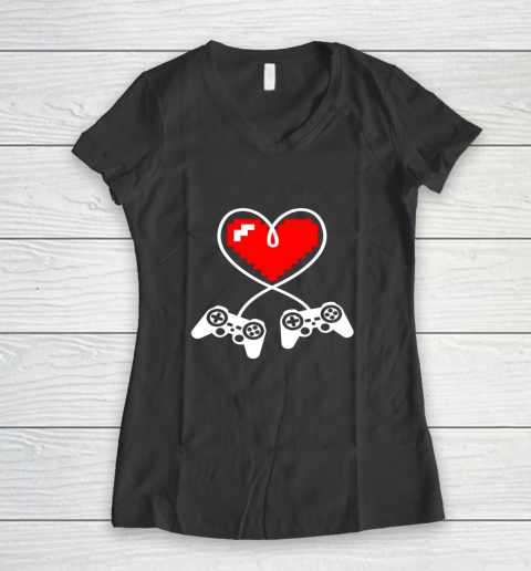 This Is My Valentine Pajama Shirt Gamer Controller Women's V-Neck T-Shirt 11