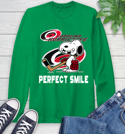 NHL Carolina Hurricanes Snoopy Perfect Smile The Peanuts Movie Hockey T Shirt Long Sleeve T-Shirt 8