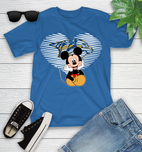 NHL Nashville Predators The Heart Mickey Mouse Disney Hockey Youth T-Shirt 12