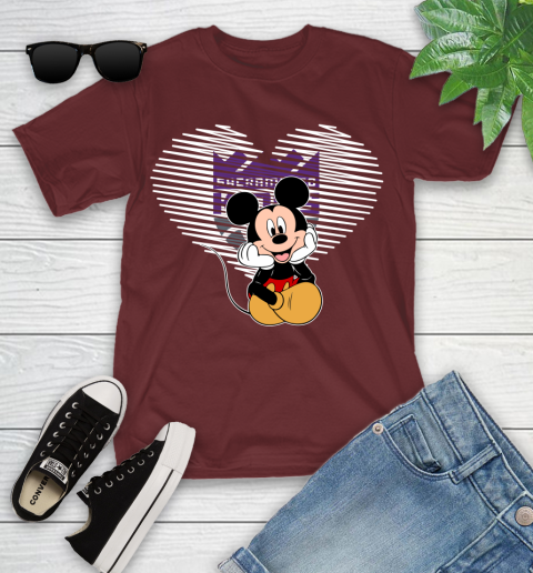 NBA Sacramento Kings The Heart Mickey Mouse Disney Basketball Youth T-Shirt 14
