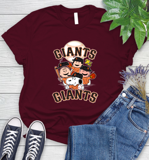 MLB San Francisco Giants Snoopy Charlie Brown Woodstock The Peanuts Movie Baseball T Shirt_000 Women's T-Shirt 7