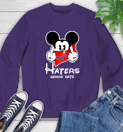 MLB Los Angeles Dodgers Haters Gonna Hate Mickey Mouse Disney Baseball T Shirt_000 Sweatshirt 4