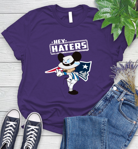 NFL Hey Haters Mickey Football Sports New England Patriots Women's T-Shirt 4