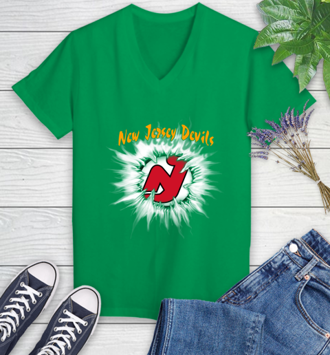 New Jersey Devils NHL Hockey Adoring Fan Rip Sports Women's V-Neck T-Shirt 5
