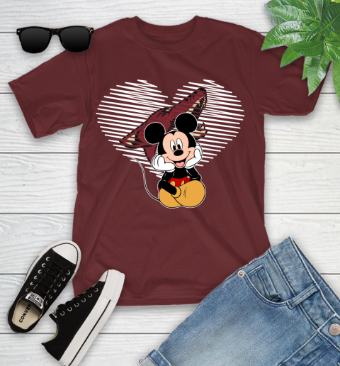 NHL Arizona Coyotes The Heart Mickey Mouse Disney Hockey Youth T-Shirt 14