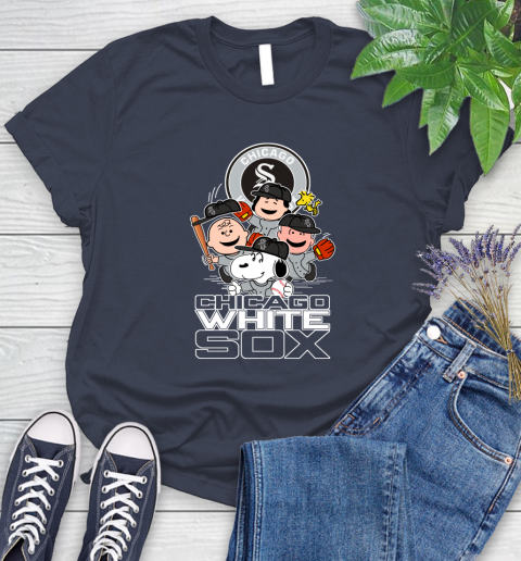 MLB Chicago White Sox Snoopy Charlie Brown Woodstock The Peanuts Movie Baseball T Shirt_000 Women's T-Shirt 14
