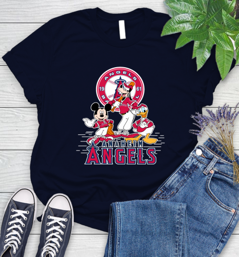 MLB Los Angeles Angels Mickey Mouse Donald Duck Goofy Baseball T Shirt  Women's T-Shirt