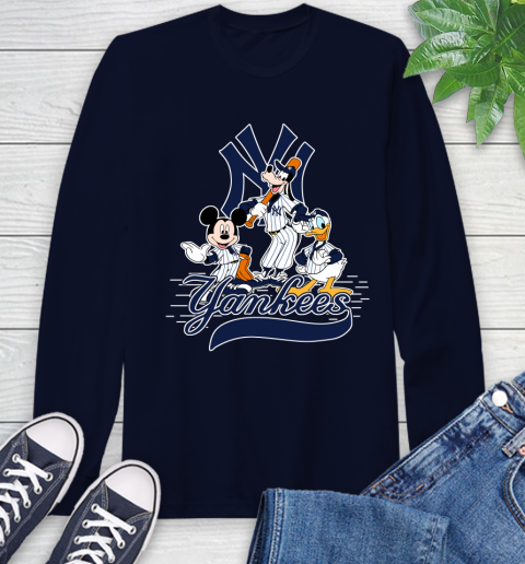 MLB New York Yankees Mickey Mouse Donald Duck Goofy Baseball T Shirt Long Sleeve T-Shirt 3