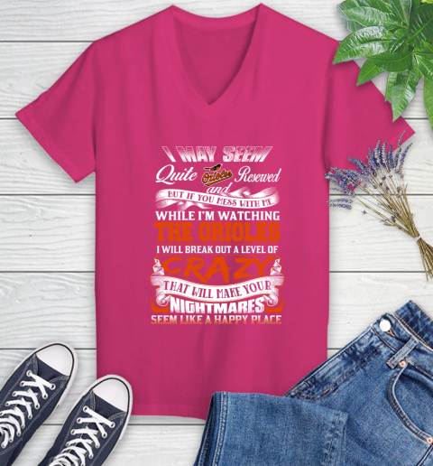 Baltimore Orioles MLB Baseball Don't Mess With Me While I'm Watching My Team Women's V-Neck T-Shirt 9