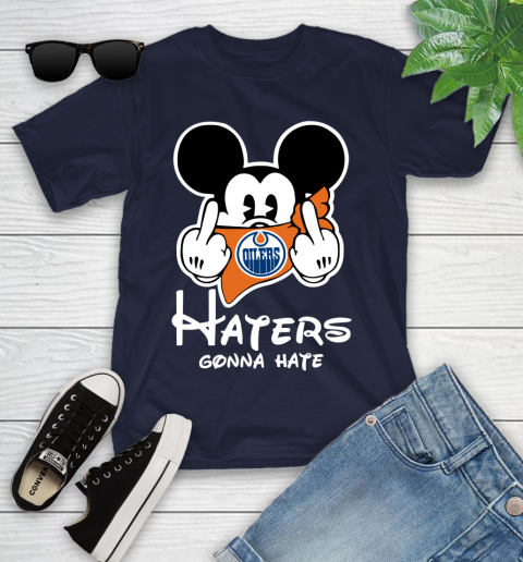 NHL Edmonton Oilers Haters Gonna Hate Mickey Mouse Disney Hockey T Shirt Youth T-Shirt 2