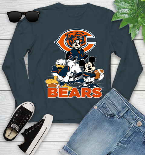 NFL Chicago Bears Mickey Mouse Donald Duck Goofy Football Shirt Youth Long Sleeve 9