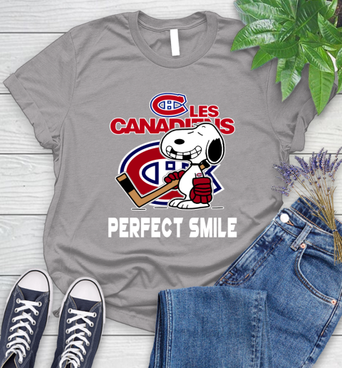 NHL Montreal Canadiens Snoopy Perfect Smile The Peanuts Movie Hockey T Shirt Women's T-Shirt 5