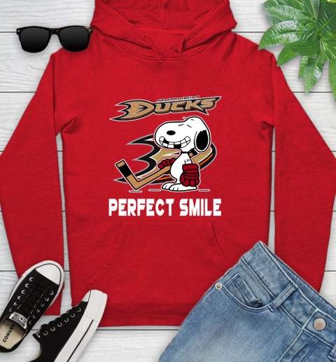 NHL Anaheim Ducks Snoopy Perfect Smile The Peanuts Movie Hockey T Shirt Youth Hoodie 12