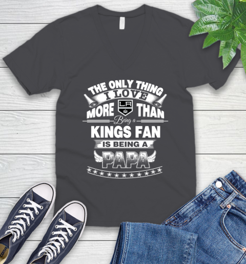 NHL The Only Thing I Love More Than Being A Los Angeles Kings Fan Is Being A Papa Hockey V-Neck T-Shirt 4