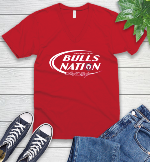 NBA A True Friend Of The Chicago Bulls Dilly Dilly Basketball Sports V-Neck T-Shirt 6