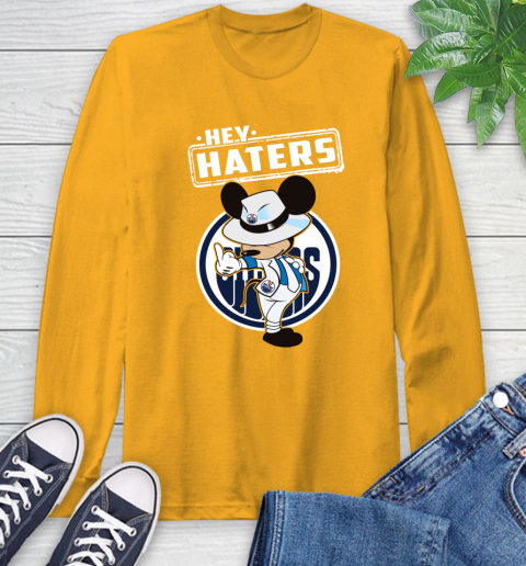 NHL Hey Haters Mickey Hockey Sports Edmonton Oilers Long Sleeve T-Shirt 2