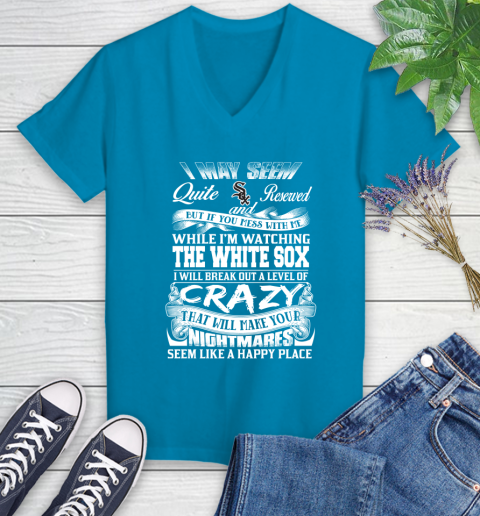 Chicago White MLB Baseball Don't Mess With Me While I'm Watching My Team Sox Women's V-Neck T-Shirt 7