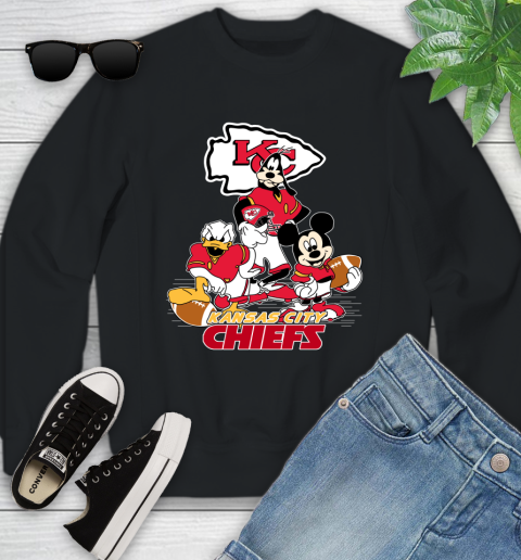 NFL Kansas City Chiefs Mickey Mouse Donald Duck Goofy Football Shirt Youth Sweatshirt