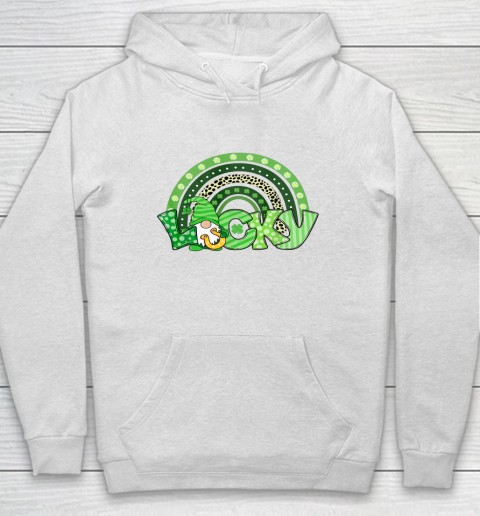 Cute Rainbow Gnome Lucky Shamrock Clover St Patrick's Day Hoodie